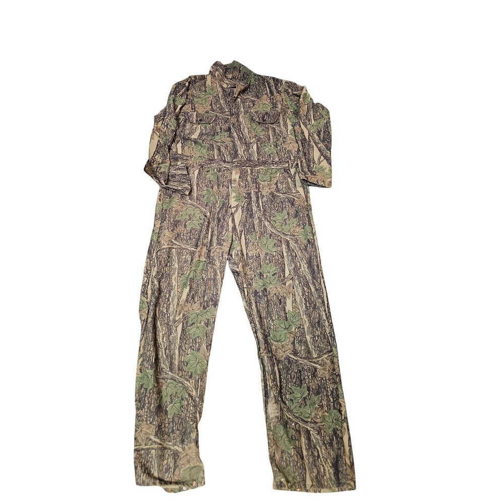 Vintage Gander Mountain Camo Coveralls Mens XL Tall Woodland Hunting Jumpsuit
